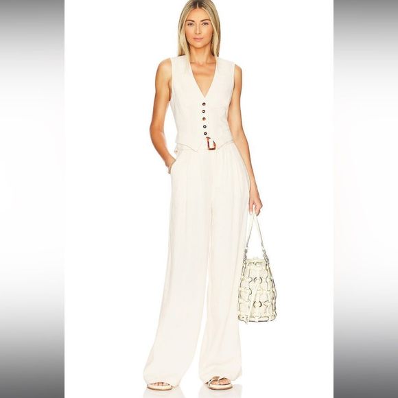 - Spell Every Single Day Linen Pants in Cream S - Picture 3 of 8